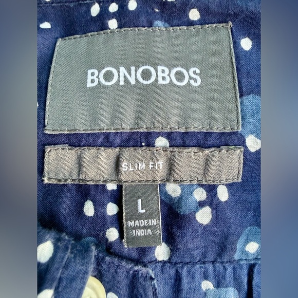 EUC Bonobos 👔 Slim Fit Navy Dot Button-Down Shirt (L) ⭐ 100% Cotton - Picture 3 of 9